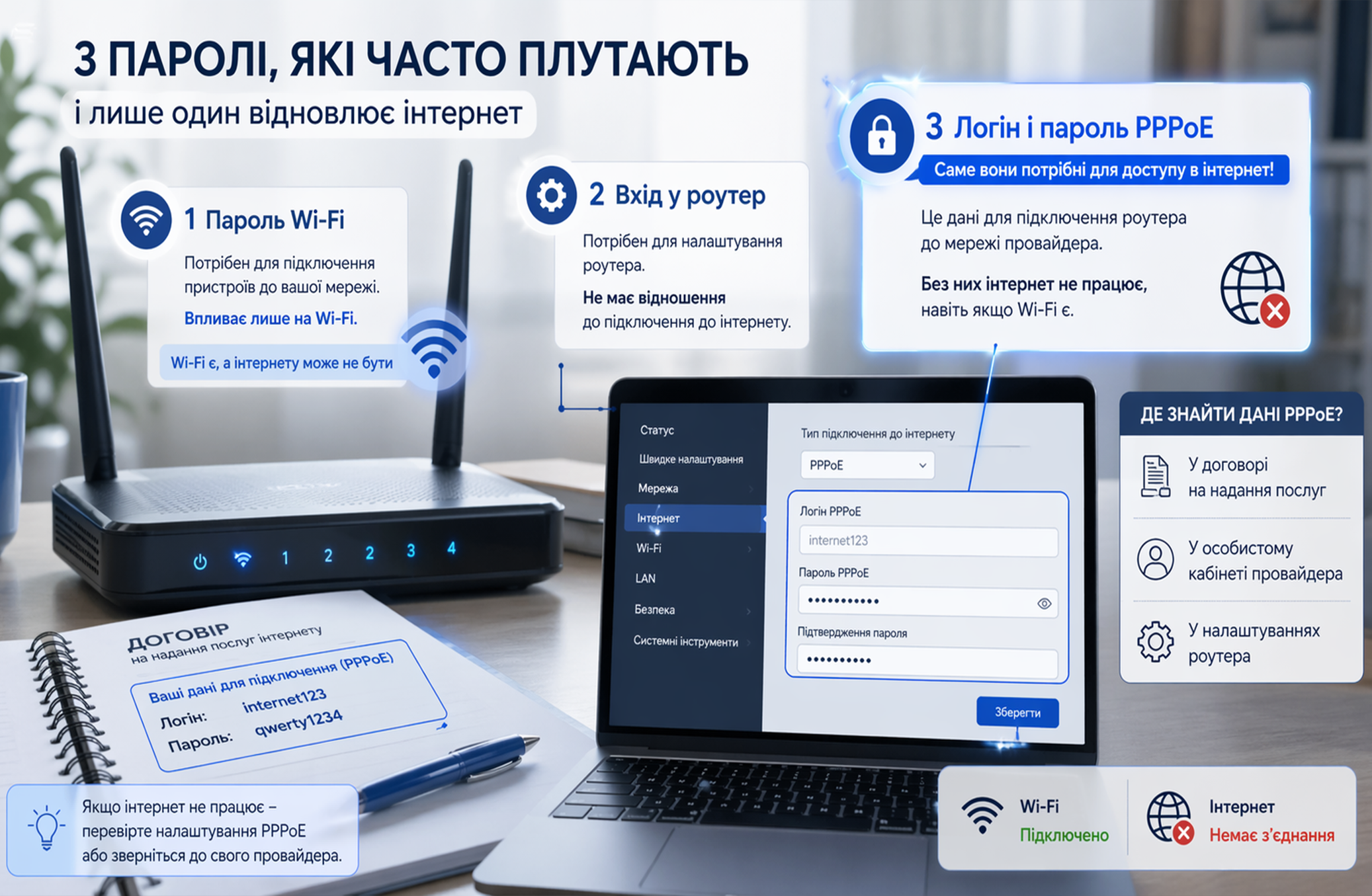 Як дізнатися логін і пароль для підключення до інтернету (PPPoE) - інтернет-провайдер Briz в Одесі